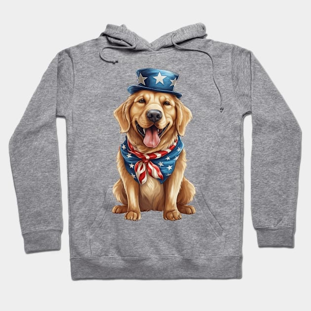 4th of July Golden Retriever Hoodie by Chromatic Fusion Studio
